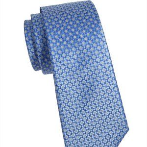 NWT Canali Blue Geometric Pattern Italian Silk Tie